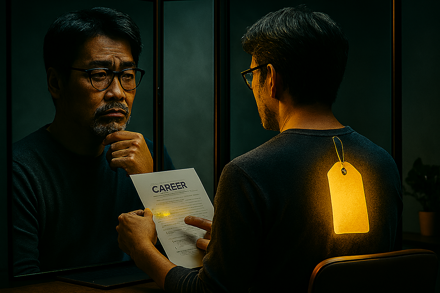 「自分の背中は自分では見えない」という比喩を、スタイリッシュな映像表現にします。